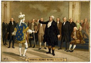 Chromolithography representing Honore Gabriel (Honore-Gabriel) Riqueti, Count of Mirabeau (1749-1791) in the National Assembly on June 23 av French School