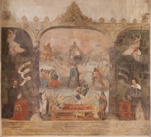 Kirke (Døperen Johannes kirke). Interiør. Kapell Saint-Fursy. Veggmalerier. Forherligelsen av Maria (freskomaleri kjent som den gode død). Begynner på 1600-tallet. av French School