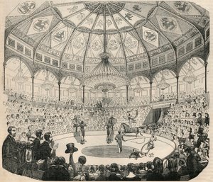 Cirque national des Champs Elysees på 1800-tallet - Gravering i "Tableau-de-Paris" av Edmond Texier 1852 av French School