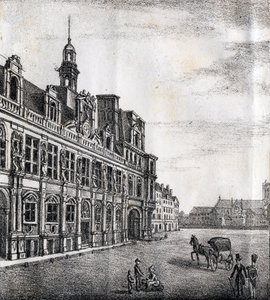 Rådhuset - "Alphabet Picturesque des Monumens de Paris" ca. 1840 (gravering) av French School