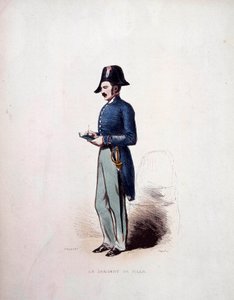 Bysersjantuniform av medlem av politistyrkene under monarkiet i juli (1830-1848) 1800-tallet av French School