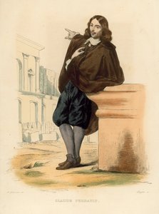Claude Perrault (farget gravering) av French School