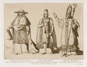 Geistlig kjole, tegninger etter kunstverk av Touzee, ca. 1776