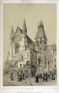 Klippe, portalen til St Gervais kirke (Saint Gervais) - litografi av French School