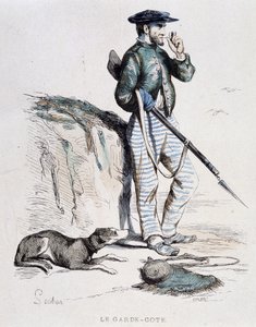 Kystvakten fra 1800-tallet av Soubon av French School