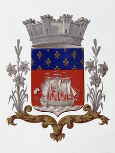 Våpenskjold fra byen Paris: Royalty (Louis XVIII og Charles X) - Brevpatent datert 20. desember 1917 - i "" Armorial National de France", av H. Traversier, Paris av French School