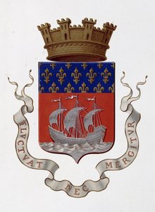 Våpenskjold fra byen Paris: Empire (Napoleon III) - Prefekturavgjørelse du 24. november 1853 - i "" Armorial National de France", av H. Traversier, Paris av French School