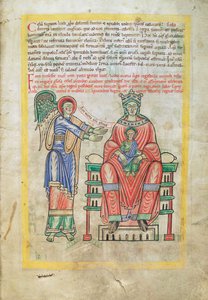 Torsk. Guelf. 1 Gud. lat. (9r), Madonna and Child, fra Liber Floridus av Lambert de Saint-Omer c.1120 av French School