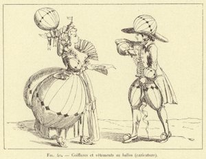 Ballongfrisyrer og klær (karikatur) (gravering) av French School