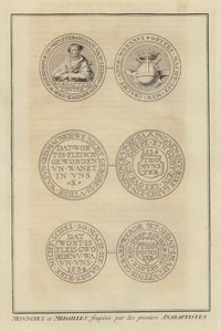 Mynter og medaljer slått av de første anabaptistene (gravering) av French School