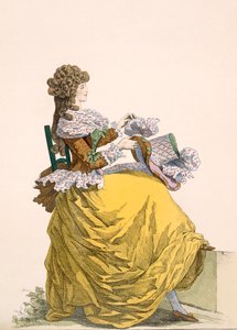 Colinette, plate nr.315 fra Galeries des Modes et Costumes Francais, c.1778-87 99:klær; tradisjonell kjole; tradisjonelle kostymer; mote; illustrasjon; c18th; fasjonable; clo av French School