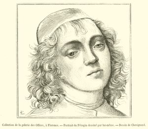 Samling av Uffizi-galleriet, Firenze, Portrait of Perugin (gravering) av French School