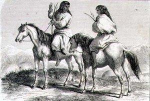 Comanche-indianere på 1860-tallet (gravering) av French School