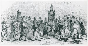 Ledsager fra Tour de France feirer, ca. 1845 (gravering) (s/hvitt-bilde) av French School