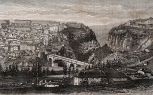 Constantine (Algeria) - gravering i "" La France illustree: geografi, historie, statistisk administrasjon"" av V.A. Malt-brun. 1884 av French School