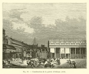 Bygging av Orleans Gallery, 1829 av French School