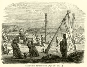 Construction du tabernacle (gravering) av French School