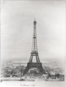 Bygging av Eiffeltårnet, Paris, 31. mars 1889 av French School