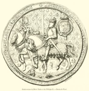 Motsegl av Mary Tudor og Philip II (gravering) av French School