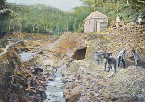 Kobbergruvedrift i Ny-Caledonia, gravert av Gillot, sent på 1800-tallet av French School