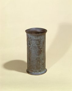 Kopi av en liten beger med reiseruten til det romerske postvesenet, funnet på Aquae Apollinaris nær Roma (metall) av French School