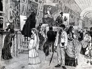 Kopister i Grande Galerie of Louvre, ca. 1880 av French School