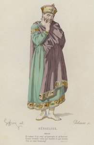 Corneille, Heraclius, Act I, Sc I (farget gravering) av French School