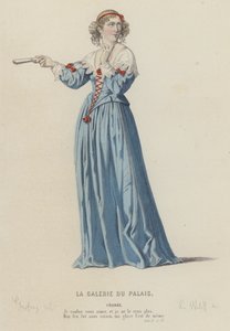 Corneille, La Galerie Du Palais, Act II, Sc IX (farget gravering) av French School