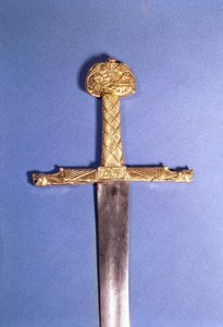Kroningssverdet til kongene av Frankrike, tilhørende Charlemagne (742-814) kjent som 