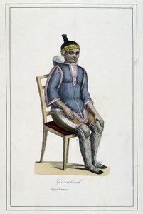 Costume du Greenland -i ""Album of travels, the peoples of the earth"" av Abbé Paul Jouhanneaud, Librairie des Bons Livres, Limoges av French School