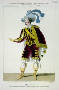 Kostyme for Adolphe Nourrit (1802-39) i rollen som Don Giovanni i operaen med det navnet, gravert av Maleuvre, trykt av Hautecoeur-Martinet av French School