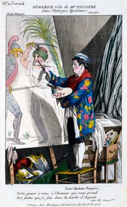 Kostyme for Dugazon i rollen som Monsieur Fougère i LIntrigue Epistolaire, fra Petite Galerie Dramatique, utgitt 1796 av French School