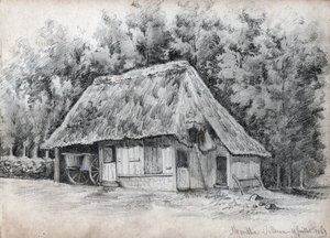 Hytte i Frankrike. (tegning av French School