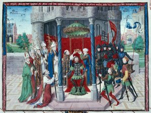 Grev Jean de Brienne, miniatyr fra «Jerusalems krøniker i forkortet form», ca. 1450 (tempera på vellum) av French School