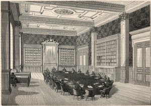 Revisjonsretten - bibliotek og rådsrom - Gravering i "Tableau-de-Paris" av Edmond Texier 1852 av French School