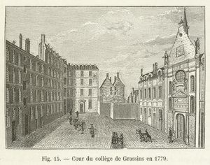 Gårdsplassen til college of Grassins i 1779 av French School