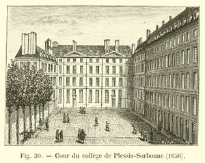 Gårdsplassen til college of Plessis-Sorbonne, 1656 av French School