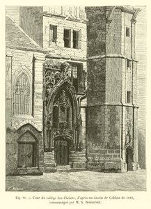 Gårdsplassen til college of Cholets, etter en tegning av Gobelin fra 1818, formidlet av MA Bonnardot av French School