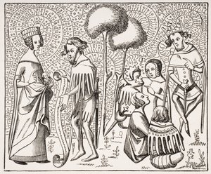 Court of Love i Provence, etter et manuskript fra 1300-tallet, fra Le Moyen Age et La Renaissance av Paul Lacroix (1806-84) utgitt 1847 av French School