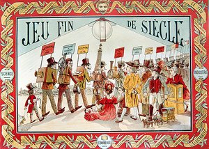 Omslag til et "End of the Century"-brettspill for barn, ca. 1895 (farge litho) av French School