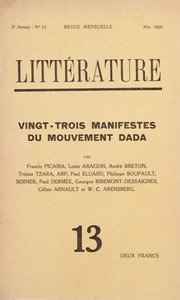 Cover of Literature månedlig litterært magasin viet Dada-bevegelsen, mai 1920 av French School