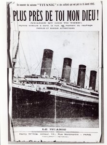 Omslag til partiturark for Hymn Nearer My God to Thee, sunget av passasjerene på Titanic under forliset og forliset, 1912 av French School