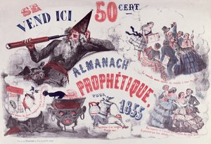 Omslag til en profetisk almanakk som viser Nostradamus, 1855 av French School