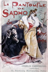 Omslag til den populære romanen "" Saphos tøffel og andre historier"", red. Carrington, Paris, slutten av 1800-tallet - B.N. av French School