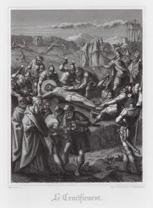 Korsfestelse av Jesus Kristus (gravering) av French School