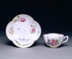Kopp og tallerken, Vincennes, ca. 1745-52 (porselen) av French School