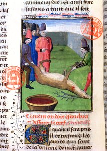 Kutte bena til en død hjort, fra Livre de la Chasse av Gaston Phebus de Foix (1331-91) av French School