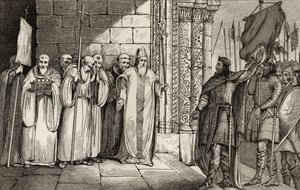 Dagobert (603-39) Ta ned banneret på St. Denis, fra 