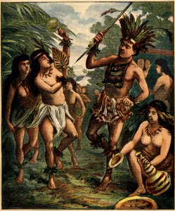 Dans av Roucouyan-indianere i Karibia. Gravering i "" La Terre Illustree"" nr. 77 av 21. april 1892. av French School