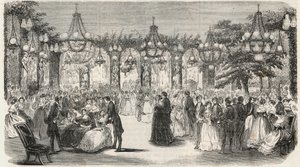 Dansesalong bygget i hagen til Hotel Lambert på Ile Saint Louis, 2 rue Saint Louis en l'Ile, Paris 4. arrondissement - Gravering i "" Tableau-de-Paris"" av Edmond Texier 1852 av French School